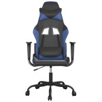 vidaXL Scaun de gaming de masaj, negru și albastru, piele ecologică