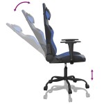 vidaXL Scaun de gaming de masaj, negru și albastru, piele ecologică