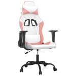 vidaXL Scaun de gaming de masaj, alb și roz, piele ecologică vidaXL Scaun de gaming de masaj, alb și roz, piele ecologică