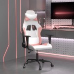vidaXL Scaun de gaming de masaj, alb și roz, piele ecologică vidaXL Scaun de gaming de masaj, alb și roz, piele ecologică