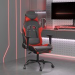 vidaXL Scaun de gaming cu masaj/suport picioare, negru/roșu, piele eco