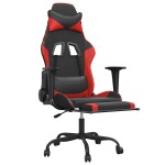 vidaXL Scaun de gaming cu masaj/suport picioare, negru/roșu, piele eco