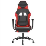 vidaXL Scaun de gaming cu masaj/suport picioare, negru/roșu, piele eco