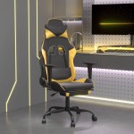 vidaXL Scaun de gaming cu masaj/suport picioare negru/auriu piele eco vidaXL Scaun de gaming cu masaj/suport picioare negru/auriu piele eco