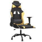 vidaXL Scaun de gaming cu masaj/suport picioare negru/auriu piele eco vidaXL Scaun de gaming cu masaj/suport picioare negru/auriu piele eco