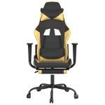 vidaXL Scaun de gaming cu masaj/suport picioare negru/auriu piele eco vidaXL Scaun de gaming cu masaj/suport picioare negru/auriu piele eco