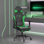 vidaXL Scaun gaming de masaj/suport picioare, negru/verde, piele eco
