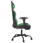vidaXL Scaun gaming de masaj/suport picioare, negru/verde, piele eco