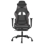 vidaXL Scaun de gaming cu masaj/suport picioare, negru/gri, piele eco