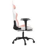 vidaXL Scaun gaming de masaj/suport picioare, alb/roz, piele ecologică vidaXL Scaun gaming de masaj/suport picioare, alb/roz, piele ecologică