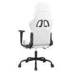 vidaXL Scaun gaming de masaj/suport picioare, alb/roz, piele ecologică vidaXL Scaun gaming de masaj/suport picioare, alb/roz, piele ecologică