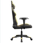 vidaXL Scaun de gaming de masaj, negru și auriu, piele ecologică vidaXL Scaun de gaming de masaj, negru și auriu, piele ecologică