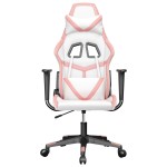 vidaXL Scaun de gaming de masaj, alb și roz, piele ecologică vidaXL Scaun de gaming de masaj, alb și roz, piele ecologică