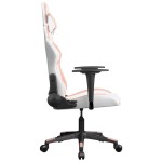 vidaXL Scaun de gaming de masaj, alb și roz, piele ecologică vidaXL Scaun de gaming de masaj, alb și roz, piele ecologică