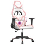 vidaXL Scaun de gaming de masaj, alb și roz, piele ecologică vidaXL Scaun de gaming de masaj, alb și roz, piele ecologică
