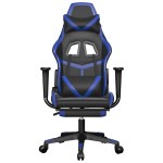 vidaXL Scaun de gaming masaj/suport picioare negru/albastru piele eco