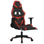 vidaXL Scaun de gaming cu masaj/suport picioare, negru/roșu, piele eco vidaXL Scaun de gaming cu masaj/suport picioare, negru/roșu, piele eco