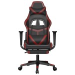 vidaXL Scaun de gaming masaj/suport picioare negru/roșu vin piele eco