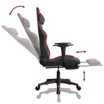 vidaXL Scaun de gaming masaj/suport picioare negru/roșu vin piele eco