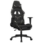 vidaXL Scaun de gaming masaj/suport picioare negru/Camuflaj piele eco