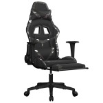 vidaXL Scaun de gaming masaj/suport picioare negru/Camuflaj piele eco