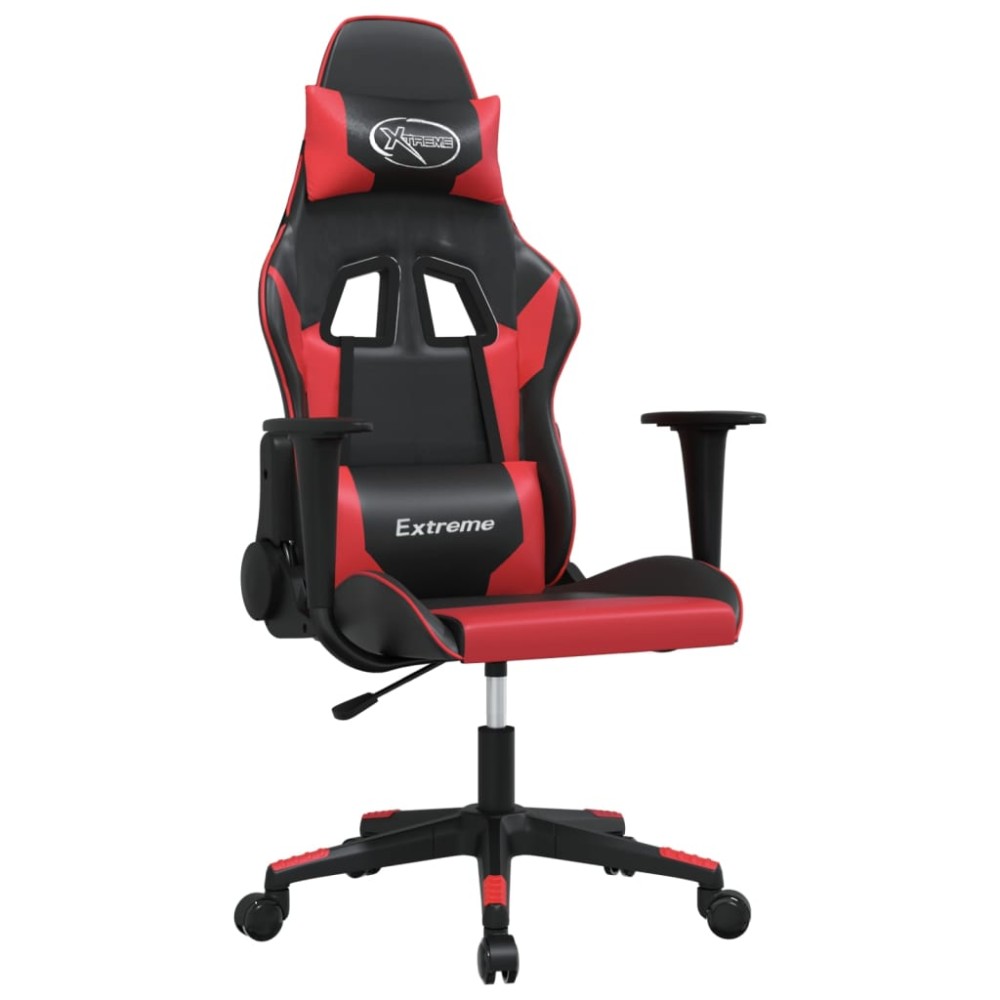 vidaXL Scaun de gaming de masaj, negru și roșu, piele ecologică