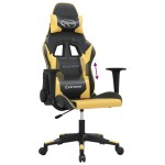 vidaXL Scaun de gaming de masaj, negru și auriu, piele ecologică