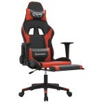 vidaXL Scaun de gaming cu masaj/suport picioare, negru/roșu, piele eco