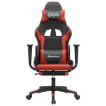 vidaXL Scaun de gaming cu masaj/suport picioare, negru/roșu, piele eco