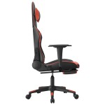 vidaXL Scaun de gaming cu masaj/suport picioare, negru/roșu, piele eco