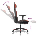 vidaXL Scaun de gaming cu masaj/suport picioare, negru/roșu, piele eco