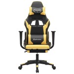 vidaXL Scaun de gaming cu masaj/suport picioare negru/auriu piele eco vidaXL Scaun de gaming cu masaj/suport picioare negru/auriu piele eco