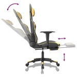 vidaXL Scaun de gaming cu masaj/suport picioare negru/auriu piele eco vidaXL Scaun de gaming cu masaj/suport picioare negru/auriu piele eco