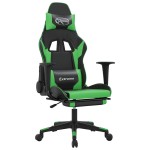 vidaXL Scaun gaming de masaj/suport picioare, negru/verde, piele eco vidaXL Scaun gaming de masaj/suport picioare, negru/verde, piele eco