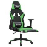 vidaXL Scaun gaming de masaj/suport picioare, negru/verde, piele eco vidaXL Scaun gaming de masaj/suport picioare, negru/verde, piele eco