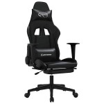 vidaXL Scaun de gaming cu masaj/suport picioare, negru, piele eco