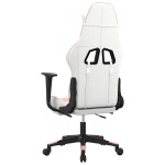 vidaXL Scaun gaming de masaj/suport picioare, alb/roz, piele ecologică