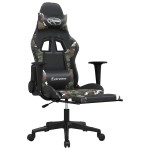 vidaXL Scaun de gaming masaj/suport picioare negru/Camuflaj piele eco vidaXL Scaun de gaming masaj/suport picioare negru/Camuflaj piele eco