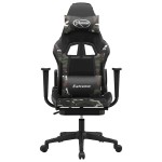 vidaXL Scaun de gaming masaj/suport picioare negru/Camuflaj piele eco vidaXL Scaun de gaming masaj/suport picioare negru/Camuflaj piele eco
