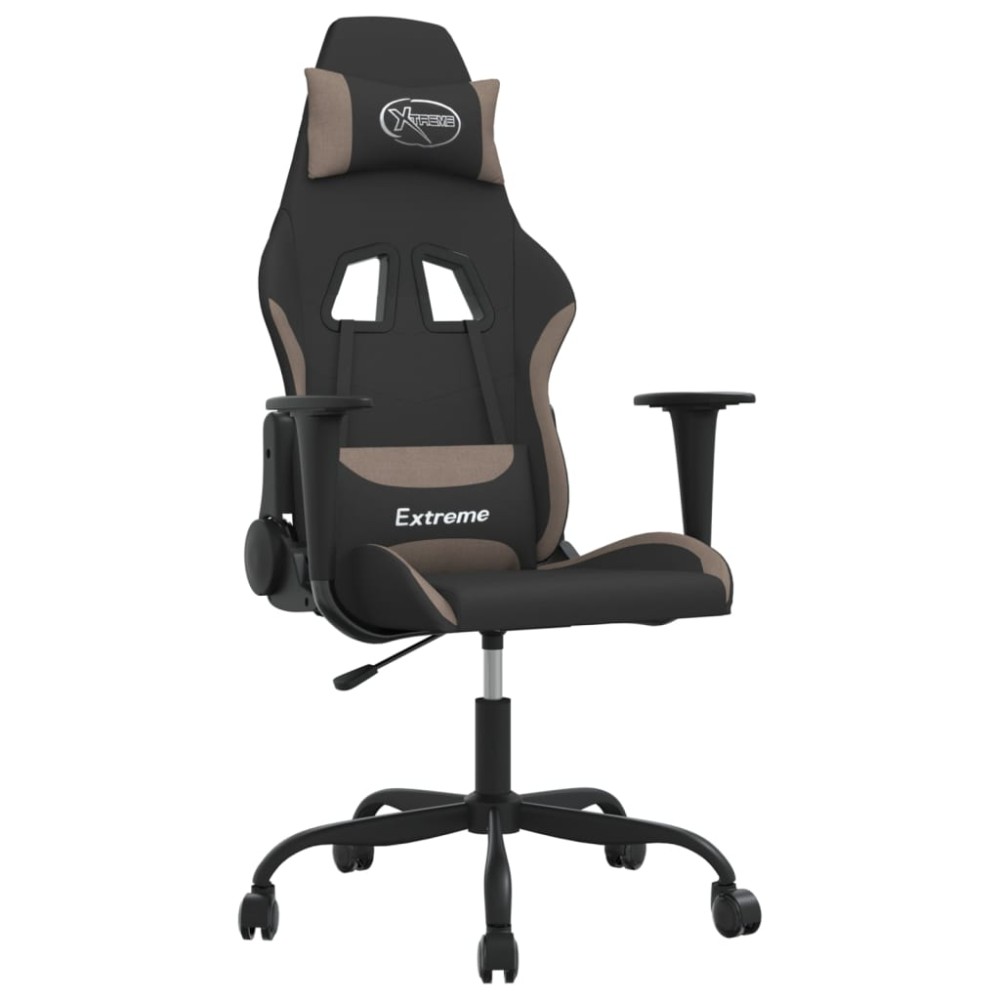 vidaXL Scaun de gaming cu masaj, negru și taupe, material textil