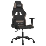 vidaXL Scaun de gaming cu masaj, negru și taupe, material textil