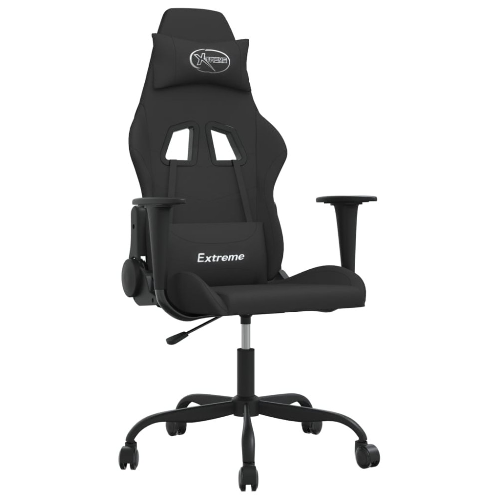vidaXL Scaun de gaming cu masaj, negru, material textil