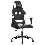 vidaXL Scaun de gaming cu masaj, negru și alb, material textil