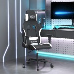 vidaXL Scaun de gaming cu masaj, negru și alb, material textil