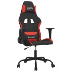 vidaXL Scaun de gaming cu masaj, negru și roșu, material textil