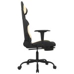 vidaXL Scaun de gaming cu masaj/suport picioare, negru și crem, textil