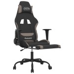 vidaXL Scaun de gaming cu masaj/suport picioare, negru / taupe, textil