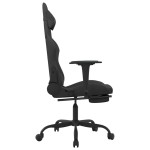 vidaXL Scaun de gaming cu masaj/suport picioare, negru, textil