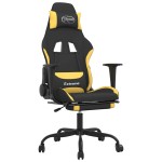 vidaXL Scaun de gaming cu masaj/suport picioare, negru/galben, textil
