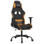 vidaXL Scaun de gaming cu masaj/suport picioare, negru / oranj, textil